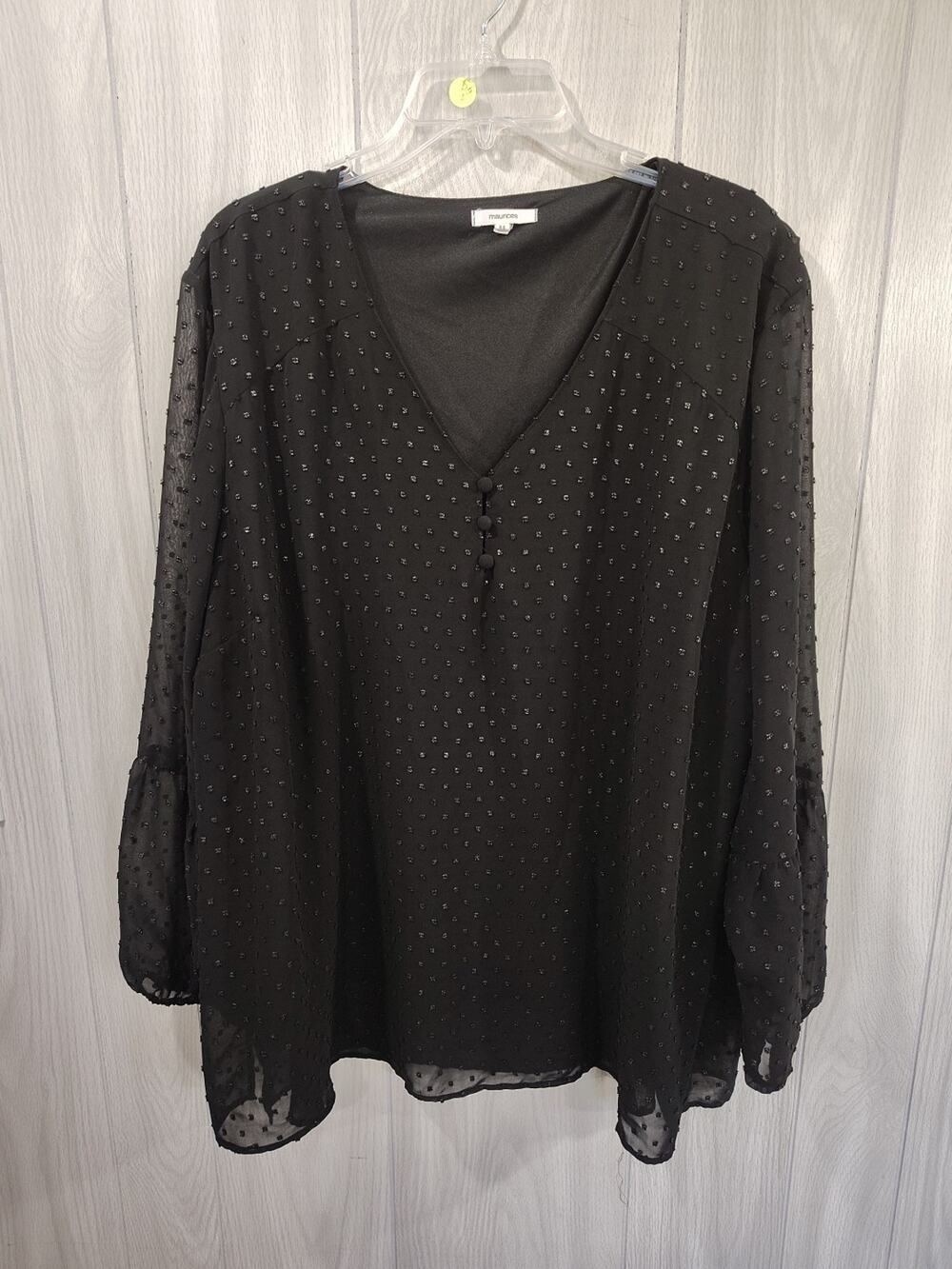 Women's Maurices Swiss Dot Black Top Size 3 Gothic Whimsygoth Alternative Plus